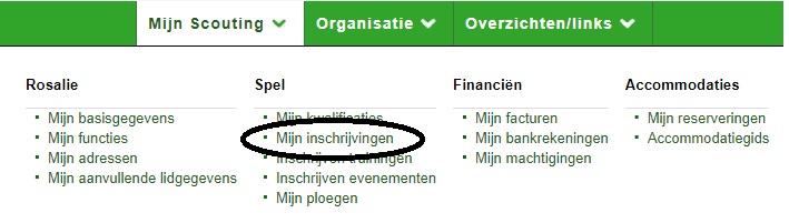 Mijn Scouting Mijn inschrijvingen
